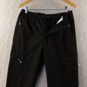 Public Record‎ Black Cargo Pants Men's Large Elastic Waist Zip Pockets Outdoor